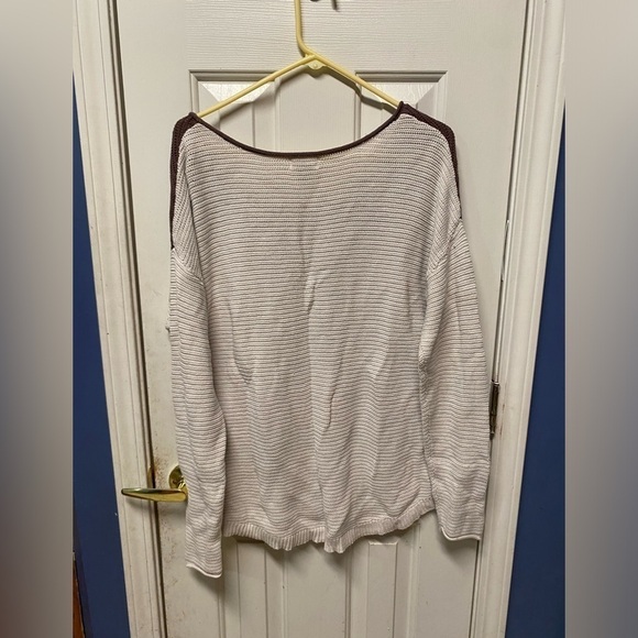 Old Navy Sweater Womens Sz XL Beige Brown Striped Drop Shoulder Pullover - Picture 2 of 7